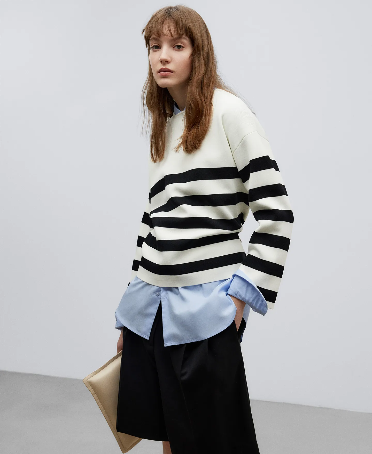 Striped bicolour sweater woman