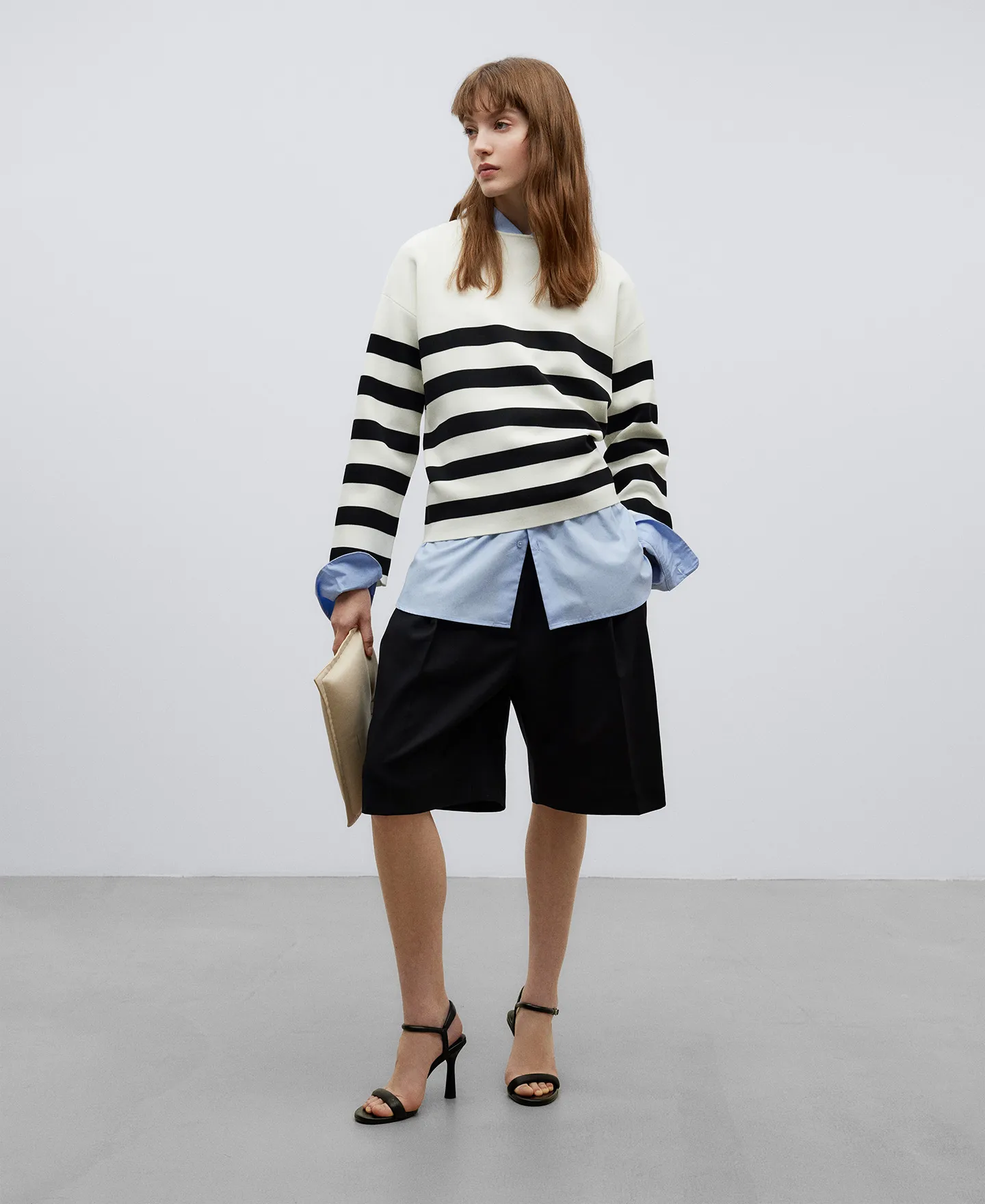 Striped bicolour sweater woman