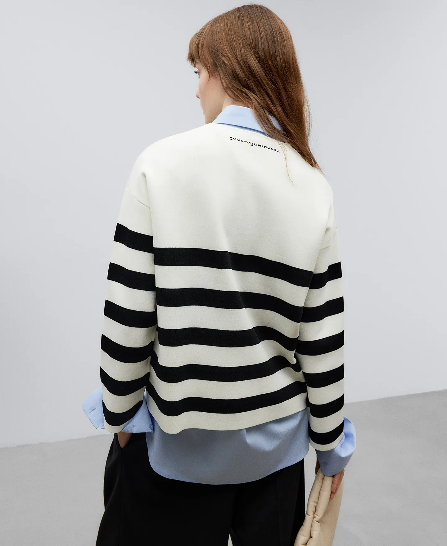 Striped bicolour sweater woman