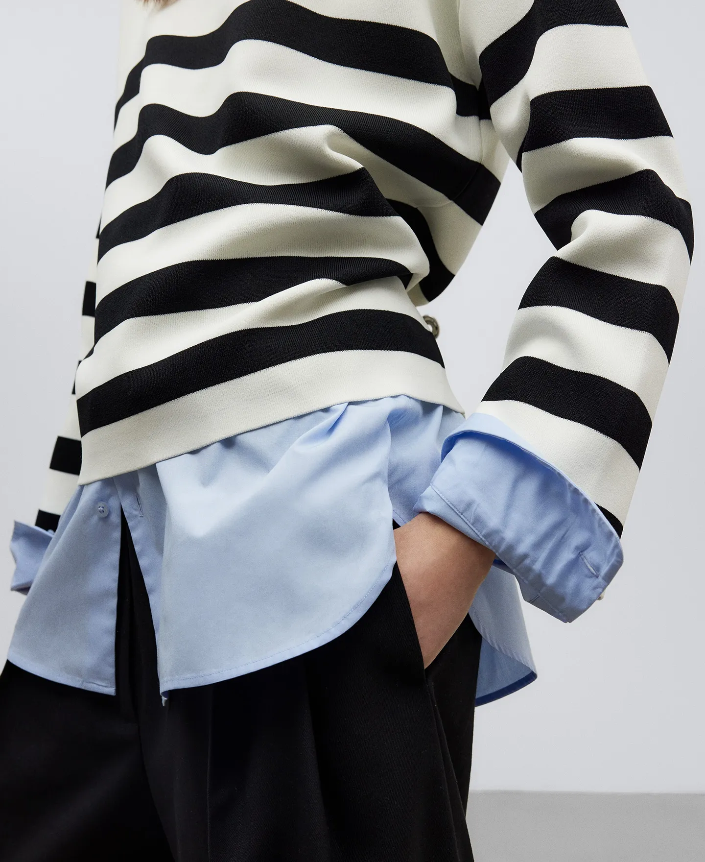 Striped bicolour sweater woman