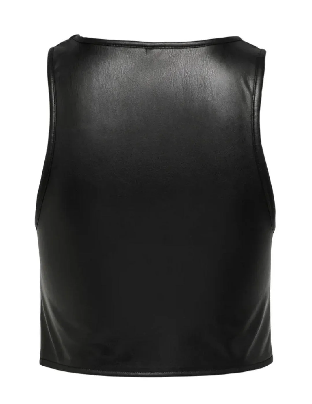 Top Only Dorit negro cuero de tirantes anchos para mujer