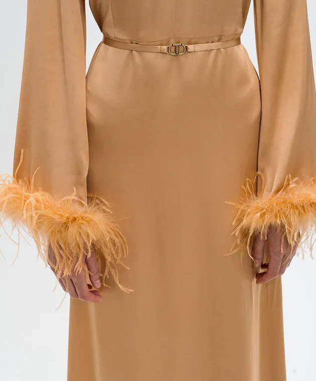 Twinset Orange dress with ostrich feathers