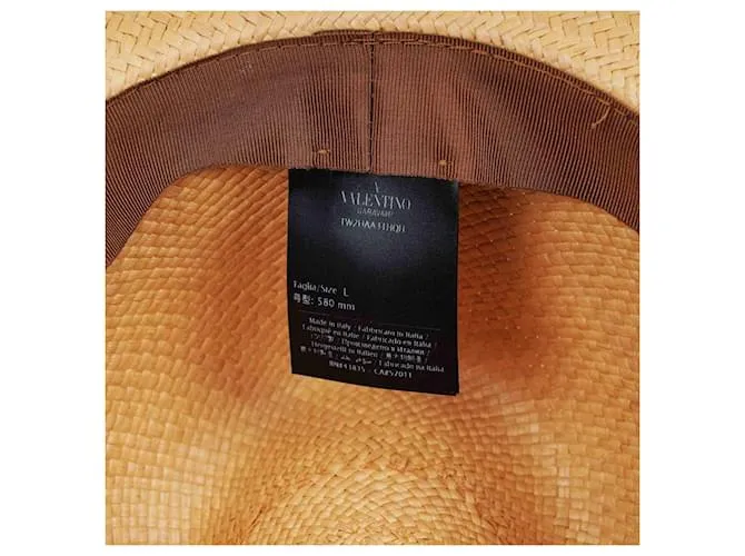 Valentino Garavani Sombrero Woven Vlogo Beige 