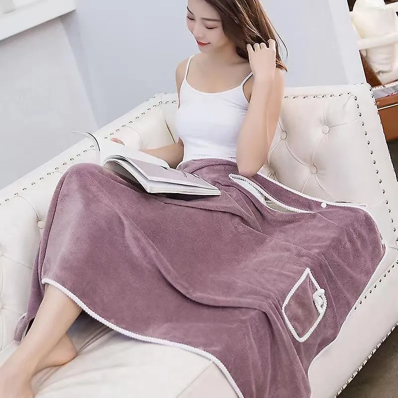 Wearable Bath Towel Absorbent Coral Fleece Sling Bath Skirt Bathrobe Soft Wrap Chest Microfiber Towel for Women Girls