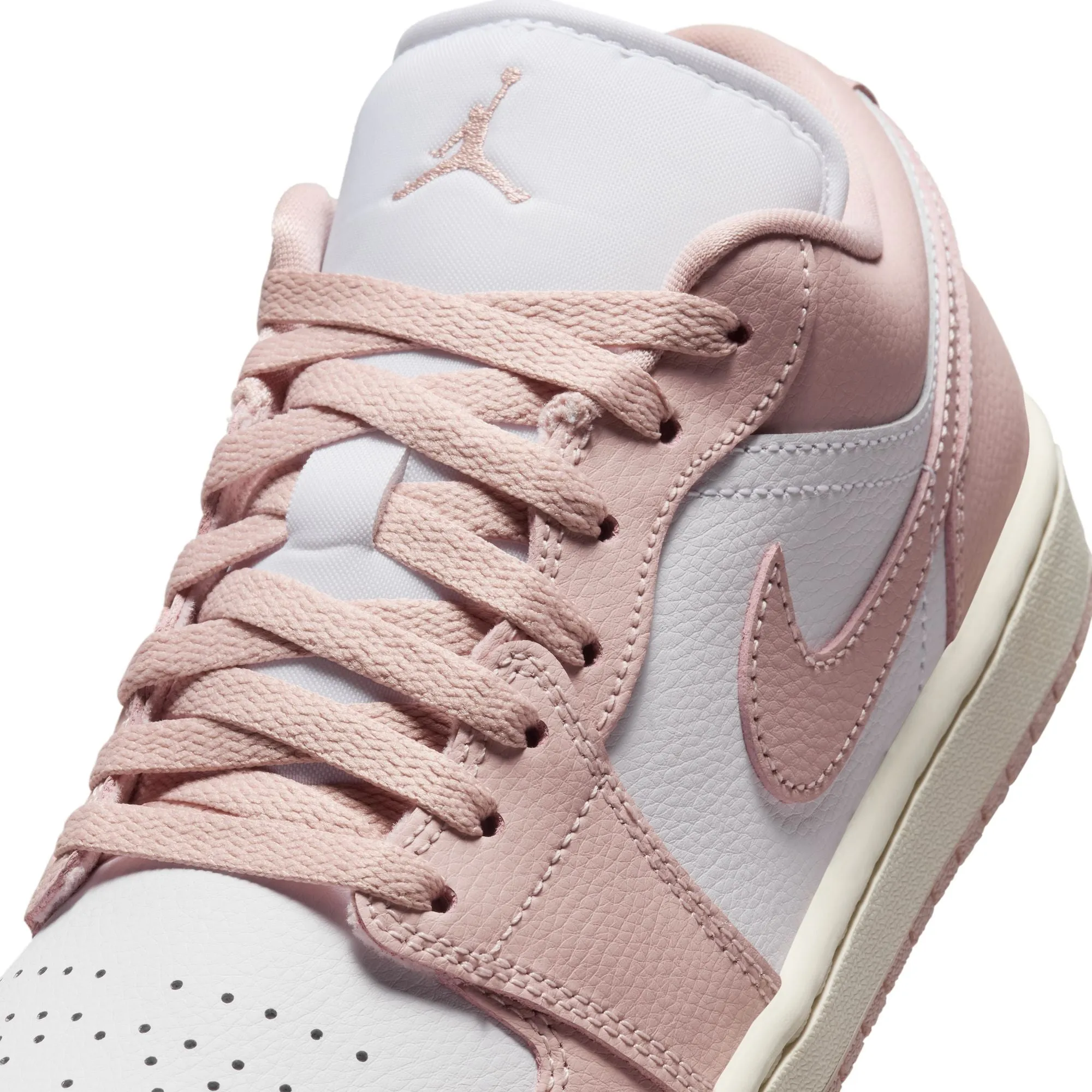 Women Air Jordan 1 Mid White/Pink Oxford-Sail