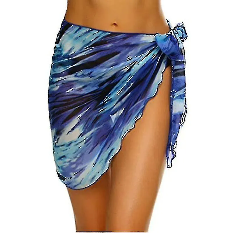 Women Short Beach Sarongs Chiffon Swimsuit Cover Ups Bikini Wrap Skirt Side Open For Summer