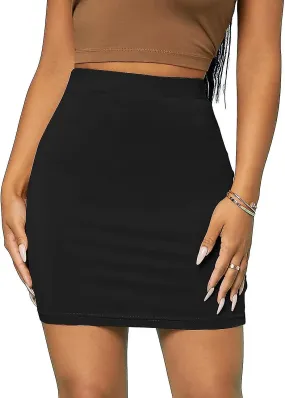 Women's Casual High Waist Plain Bodycon Pencil Mini Skirt