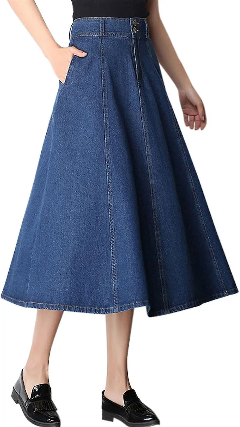 Women's High Waist Pleated Long Denim Skirt Gift for family/friend free delivery