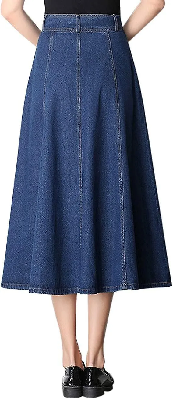 Women's High Waist Pleated Long Denim Skirt Gift for family/friend free delivery