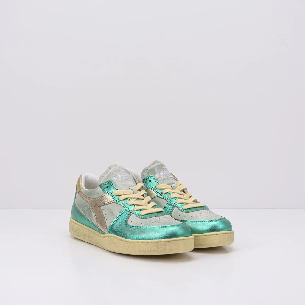 ZAPATILLA - DIADORA HERITAGE - MI BASKET LOW METAL PIGSKIN USED WN BLUE SEA 179535 01 65175